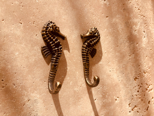Brass Seahorse Hook | Left Facing